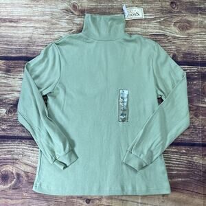 Vtg Basic Editions Women's Sz Med Mint Green Turtleneck Vintage Cotton Blend